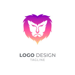Colorful Lion Head Logo, King of the Jungle Mascot Logo Icon