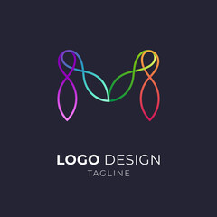 Letter M Colorful Line Logo, Creative Initial Letters Monogram Logo Design