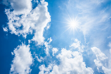 Naklejka na ściany i meble cloud and blue sky with sun background