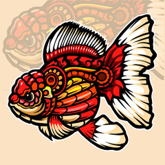 Golden fish zentangle arts. mascot logo design