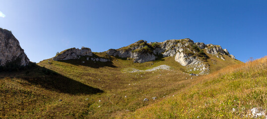 Autumn mountains, a place for nature lovers and tourists on a Sunny day in the bosom of nature.