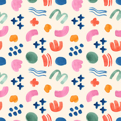 Seamless Organic Geometric Watercolor Pattern