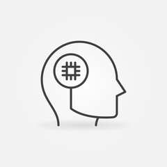 CPU or Chip in Human Head vector concept icon or symbol in thin line style
