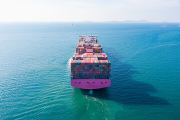Aerial view cargo ship of business logistic transportation sea freight,Cargo ship, Cargo container...