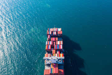 Aerial view cargo ship of business logistic transportation sea freight,Cargo ship, Cargo container...