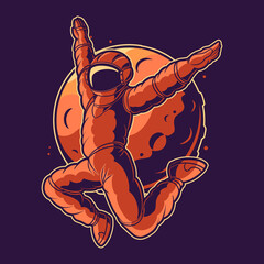 astronaut dancing on space vector illustration © tombkick