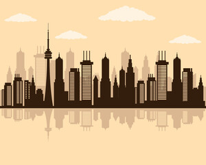 Fototapeta premium cityscape skyline scene silhouette icon
