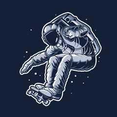 astronaut vector illustration skateboarding