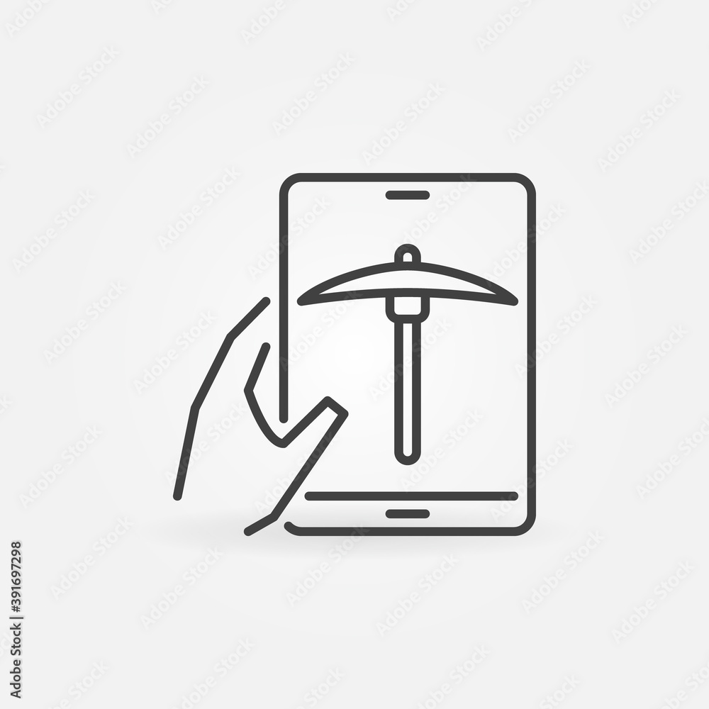 Poster mobile data mining using smartphone outline vector concept icon or design element