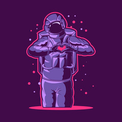 astronaut love vector illustration