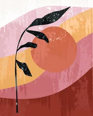Abwaschbare Fototapete Candy Pink Illustration Vektor EPS Druck Hand zeichnen gemalte abstrakte Formen Zeitgenössische Mitte des Jahrhunderts Boho moderne Kunst skandinavischen nordischen Designstil