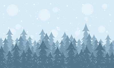 snow scape seasonal scene with pines forest