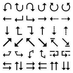 Set arrow icon. Collection different arrows sign. Set of flat icons, signs, symbols arrow for interface design, web design, apps and more. Arrows big black set icons. Arrow icon. Arrow vector