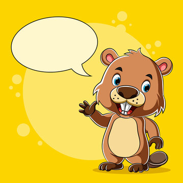 The beaver standing and talking with the blank bubble speech
