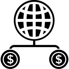 
A globe with dollar coin connection
