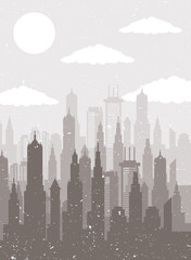cityscape skyline scene beige silhouette