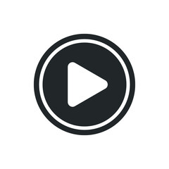 Play button icon isolated on white background. Play button icon in trendy design style. Play button vector icon modern and simple flat symbol for web site, mobile, logo, app, UI. Play button icon vect