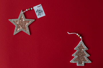 christmas star on red background