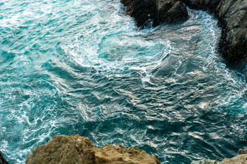 Textured Blue Choppy Coastal Sea Surface