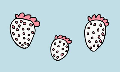 Hand drawn doodle flower head illustration. Simple floral element isolated on blue background