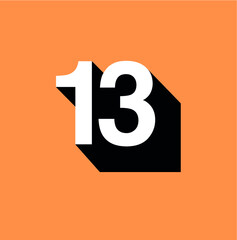 number 13 text effect logo design - obrazy, fototapety, plakaty