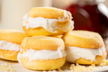 Delicious traditional Australian melting moments also known as yo-yo biscuits.