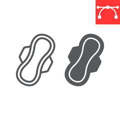 Sanitary napkin line and glyph icon, protection and hygiene, sanitary pad sign vector graphics, editable stroke linear icon, eps 10.
