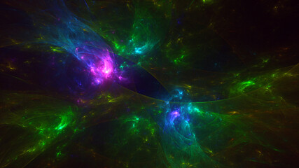 3D rendering abstract multicolor fractal light background