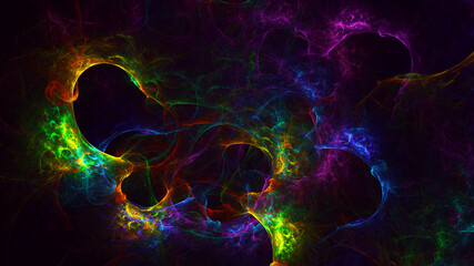 3D rendering abstract multicolor fractal light background