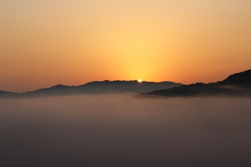 sunset in the mountains