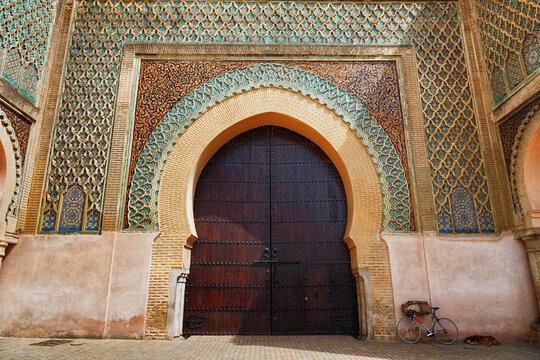 Bab Mansour Gate in Meknes (the gate finished in 1732). Meknes is one of the four Imperial cities of Morocco and the sixth largest city by population in the kingdom.