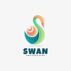 Vector Logo Illustration Swan Gradient Colorful Style.