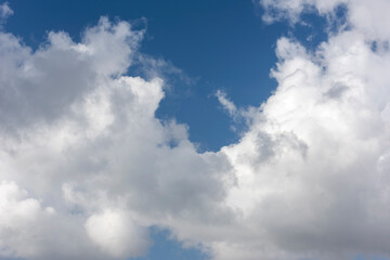 Blue sky and rainy clouds. 
