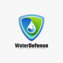 Vector Logo Illustration Water Defense Gradient Colorful Style.