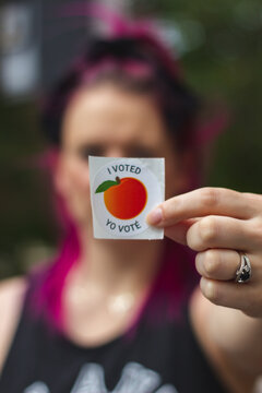 LAWRENCEVILLE, UNITED STATES - Oct 29, 2020: A Georgia Voter Displays Her 