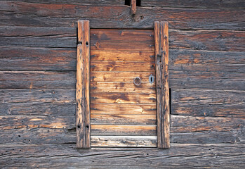 Door in a very old cabin in Switzerland