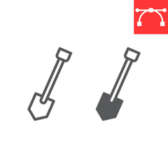 Shovel line and glyph icon, construction and agriculture, shovel sign vector graphics, editable stroke linear icon, eps 10.