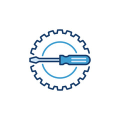 Screwdriver inside a Gear creative icon - Settings or Configuration vector concept symbol