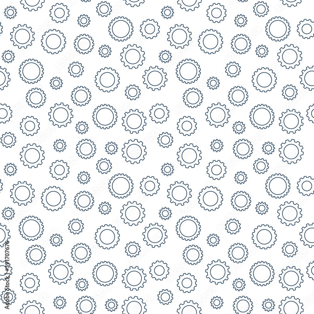Poster vector seamless pattern with gear outline icons