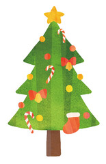 水彩風　かわいいクリスマスツリーのイラスト