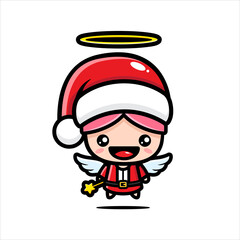cute angel character wearing santa costume