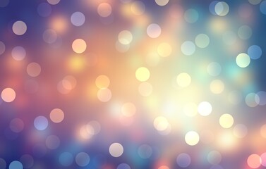 Festive bokeh pattern on blurred blue yellow green sparkling background. Garland lights abstract illustration for New year design.
