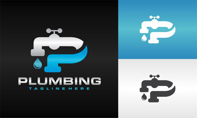 letter P water faucet logo