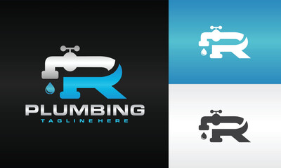 letter R water faucet logo