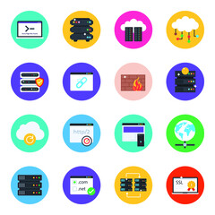 
Web Hosting Icons in Modern Flat Rounded Style 
