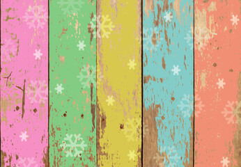 image of colorful wooden paint fpr with snow for chirstmas background.