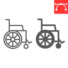 Fototapeta na wymiar Wheelchair line and glyph icon, disability and handicapped, wheelchair sign vector graphics, editable stroke linear icon, eps 10.