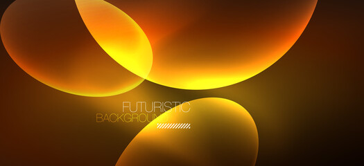 Neon ellipses abstract backgrounds. Shiny bright round shapes glowing in the dark. Vector futuristic illustrations for covers, banners, flyers and posters and other