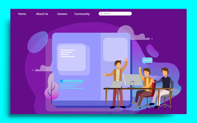 Flat design web page template for teamwork, business strategy and analytics. Modern flat design concept of web page design for website and mobile website. Vector illustration