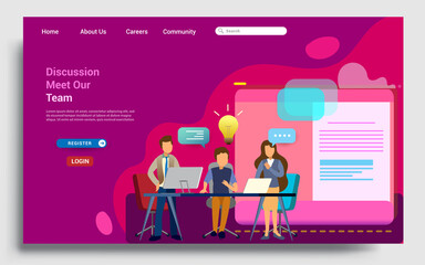 Landing page template design of teamwork concept. Modern flat design concept of web page design for website and mobile website. Easily to edit and customize. Vector illustration